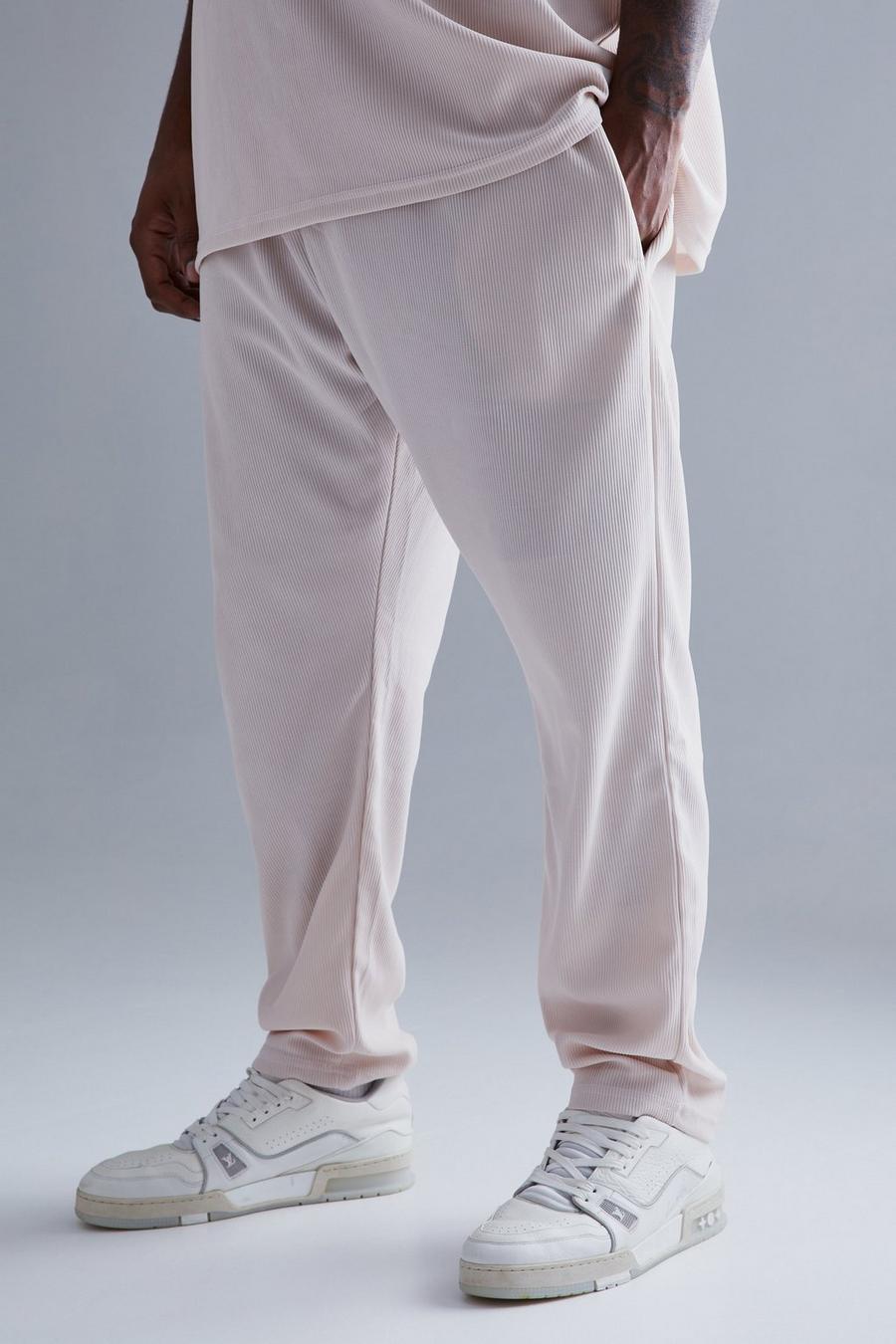 Pantalón deportivo Plus ajustado de canalé otomano, Sand beige