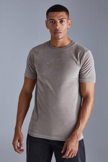 Slim Heavy Velour T-shirt stone