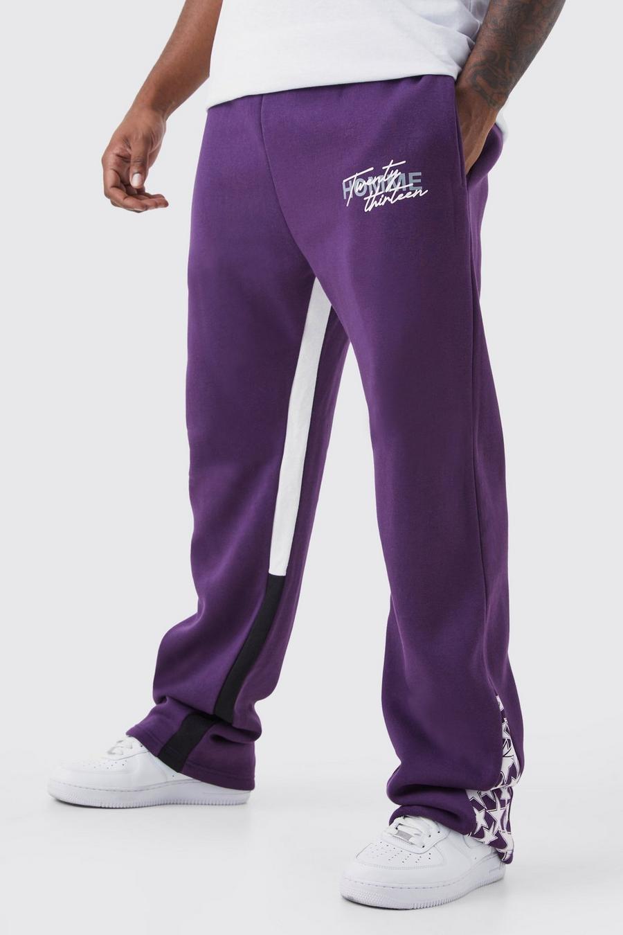 Purple Plus Slim Stacked Flare Star Gusset Jogger image number 1