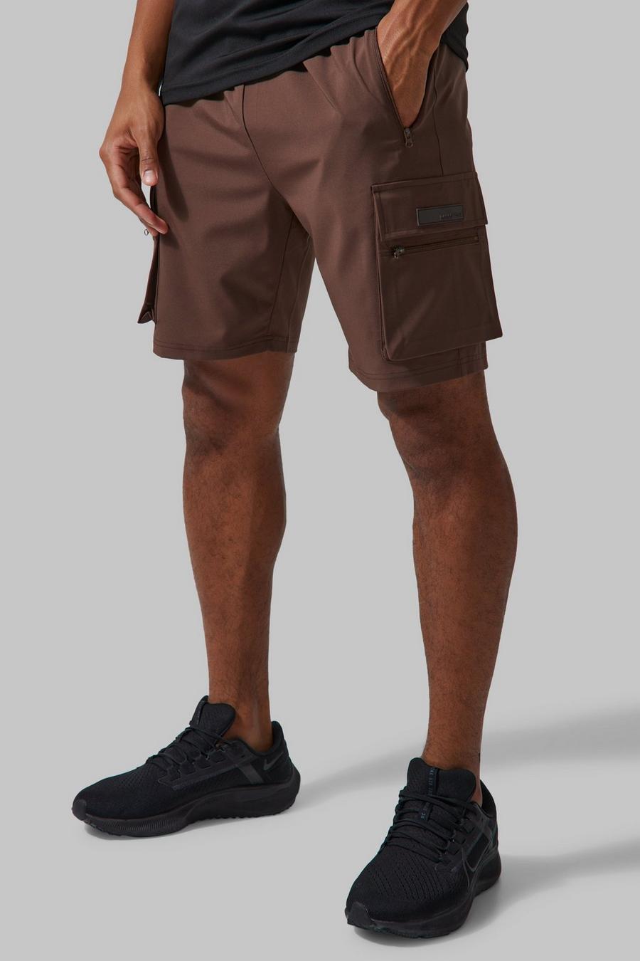 Man Active Cargo-Shorts, Chocolate brown