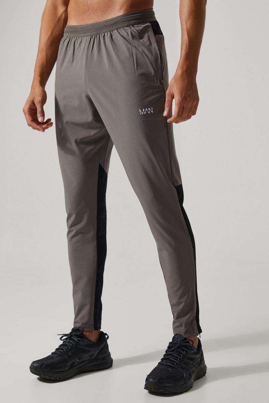 Man Active Performance Jogginghose mit Reißverschluss-Taschen, Charcoal grau
