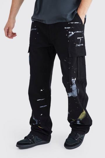 Tall Relaxed Fit All Over Paint Splatter Pants black