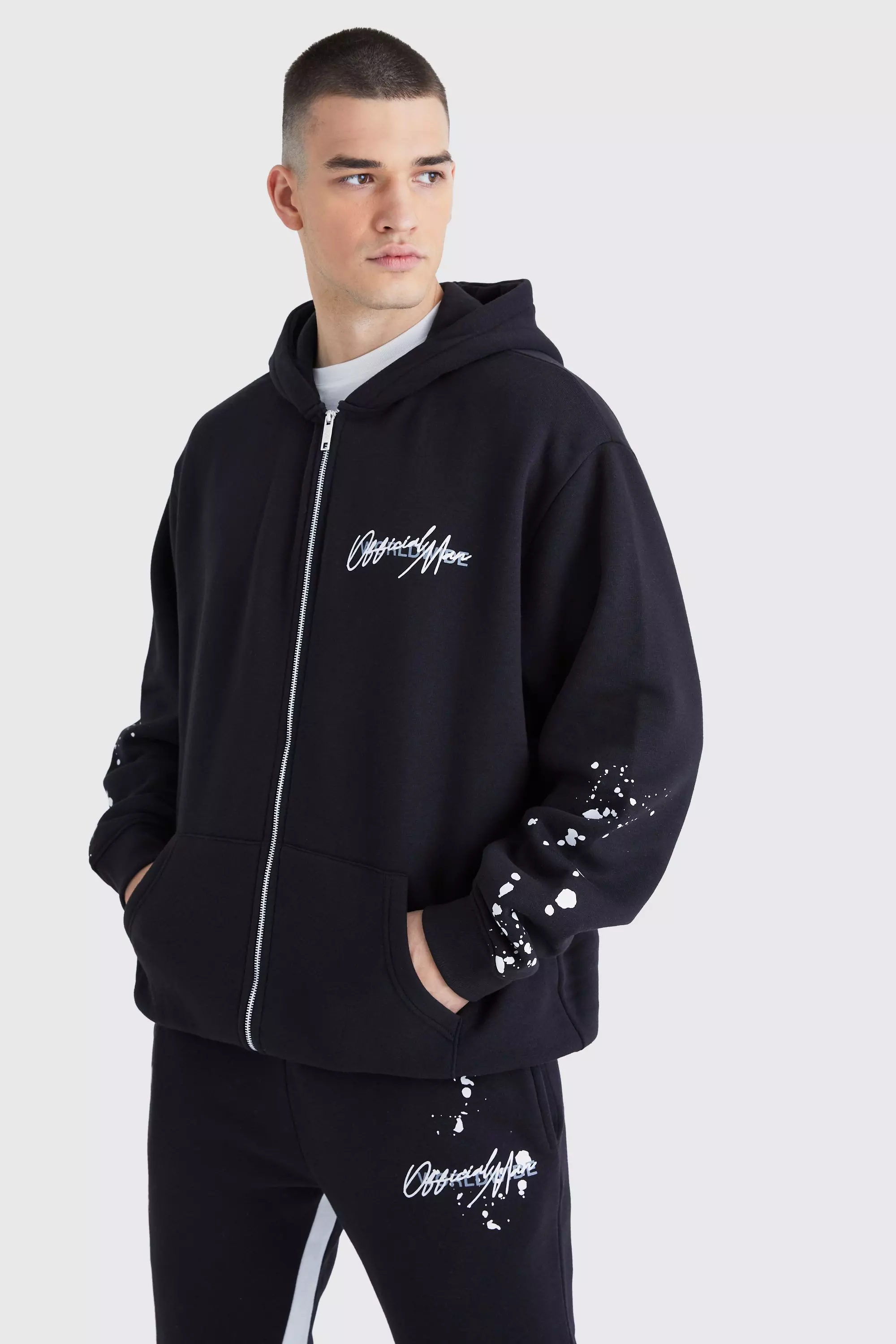 Tall Oversized Graffiti Paint Splatter Hoodie