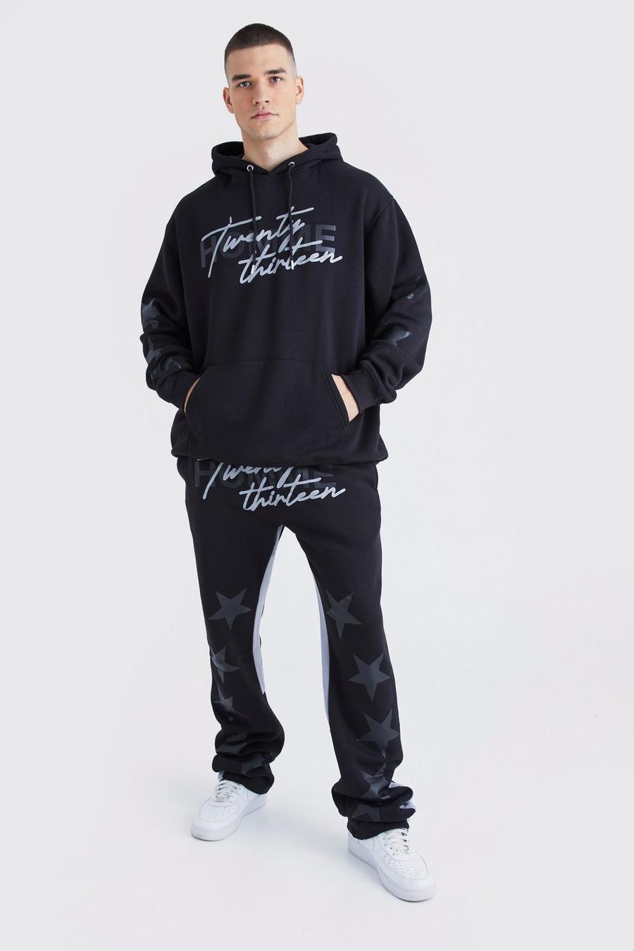 Black Tall Oversized Star Homme Tracksuit 