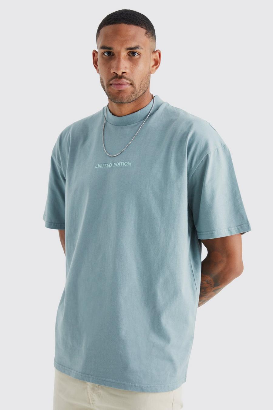 Slate grey Tall Oversized Heavyweight Extended Neck T-shirt 