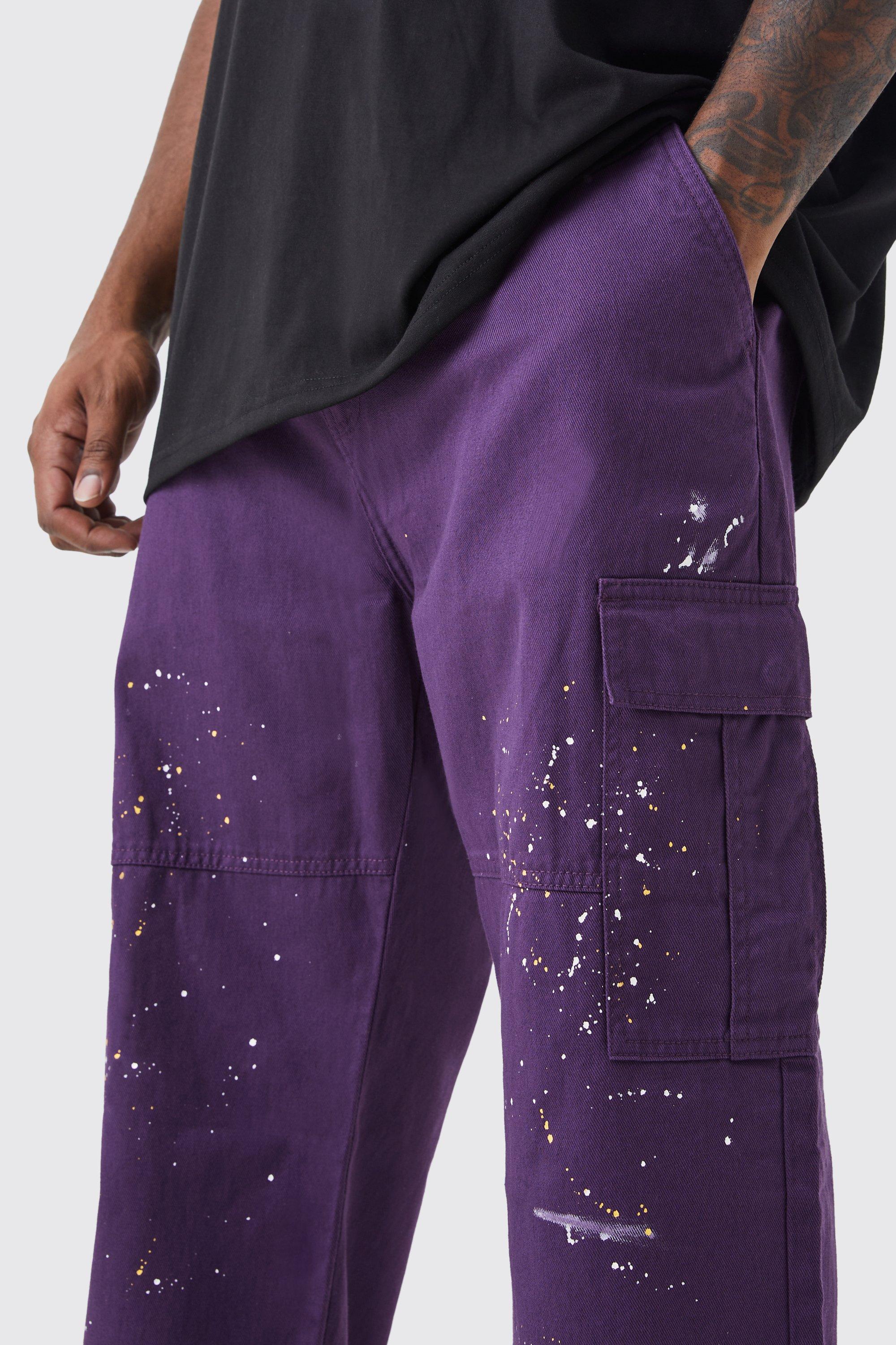 Plus Straight Leg Cargo All Over Paint Splatter Trouser