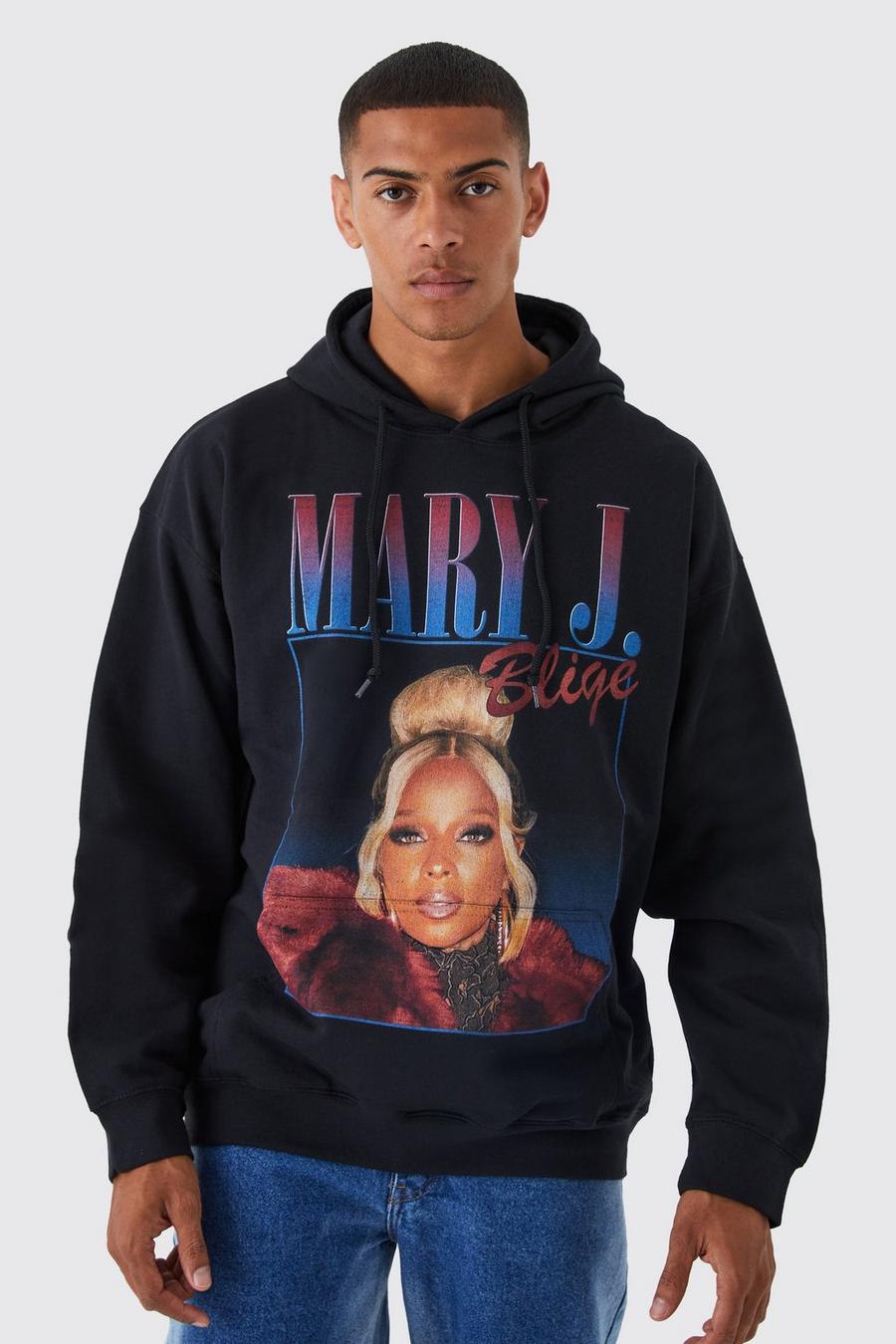 Black Mary J Blige Oversize hoodie med tryck