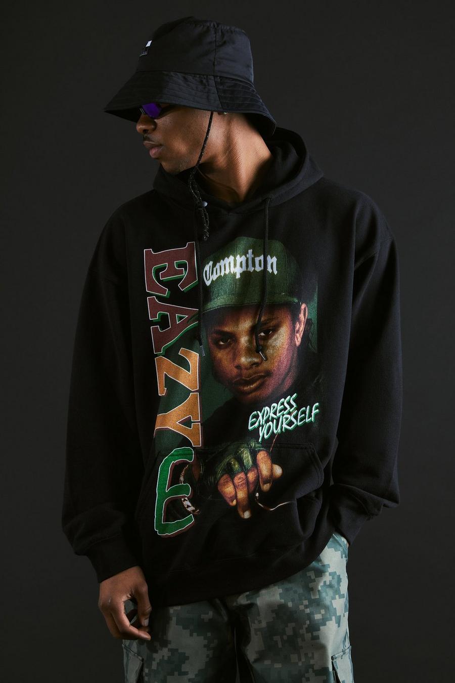 Black svart Eazy-E Oversize hoodie med tryck