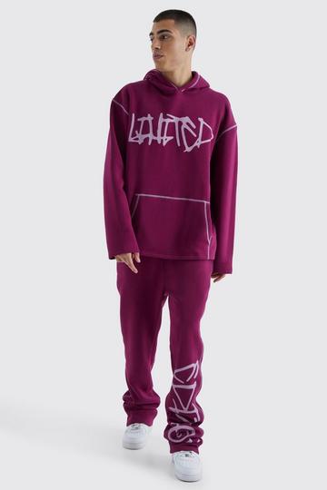 Oversized Limited Edition Graffiti Tracksuit burgundy