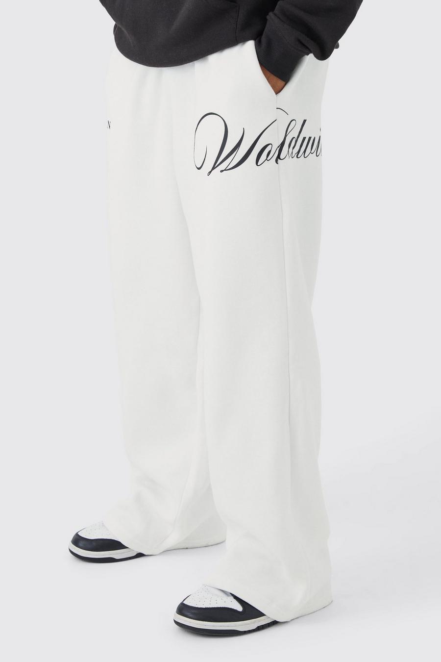 Pantalón deportivo de pernera ancha grueso con cordón elástico, Ecru bianco