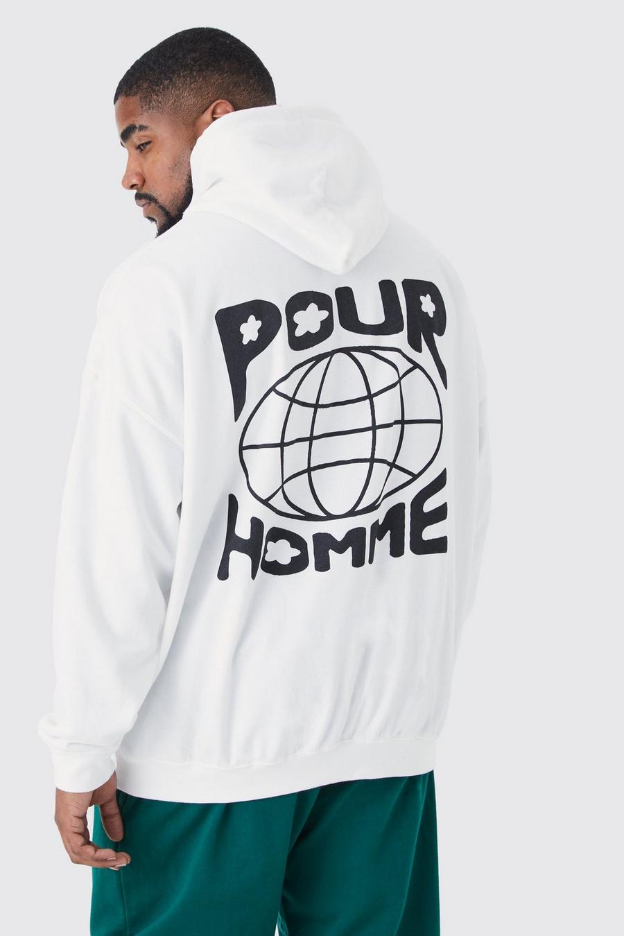 White bianco Plus Pour Homme Graphic Hoodie image number 1