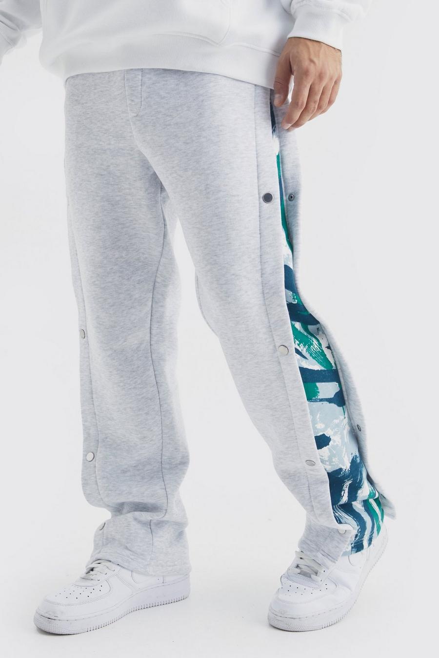 Ash grey Relaxed Printed Side Panel Popper Jogger image number 1