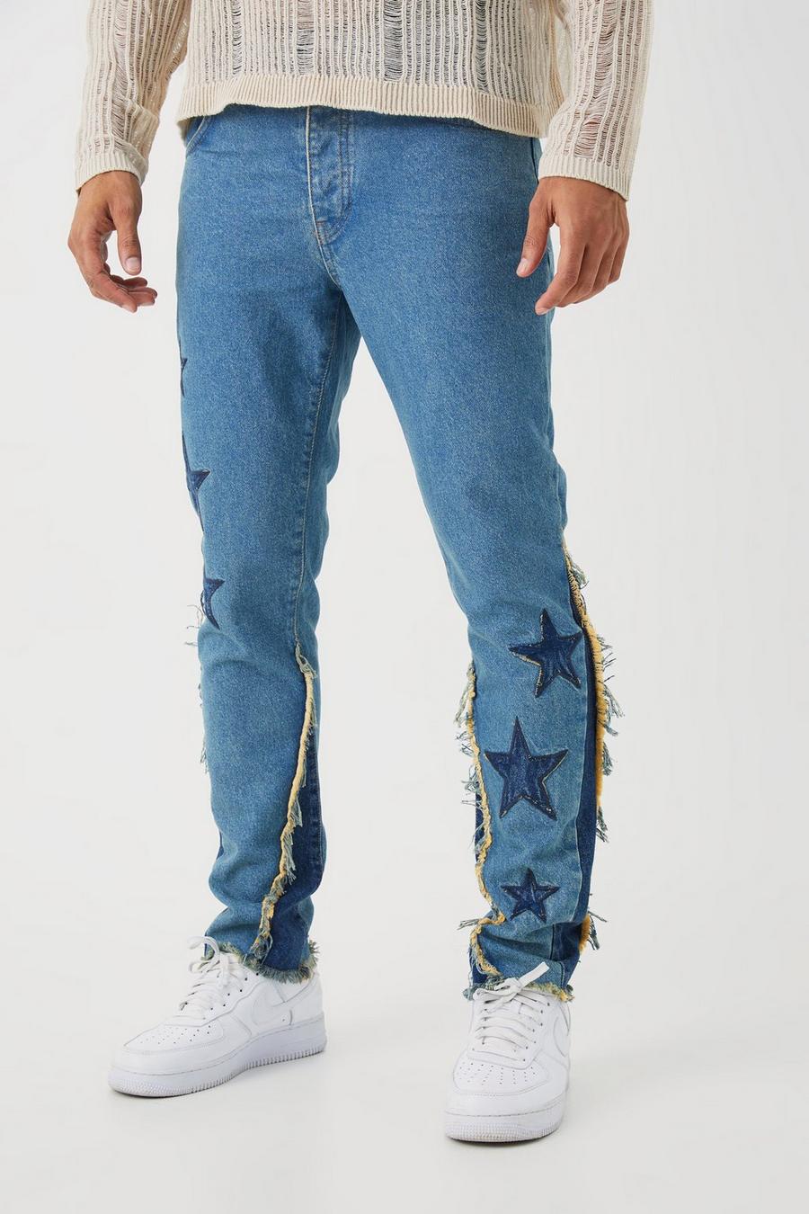 Antique blue Jeans i slim fit med stjärna