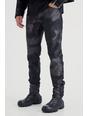 True black Onbewerkte Gebleekte Slim Fit Jeans Met Gusset Detail