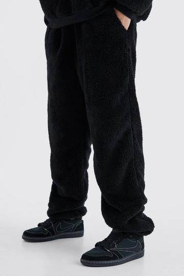 Oversized Plain Borg Jogger black