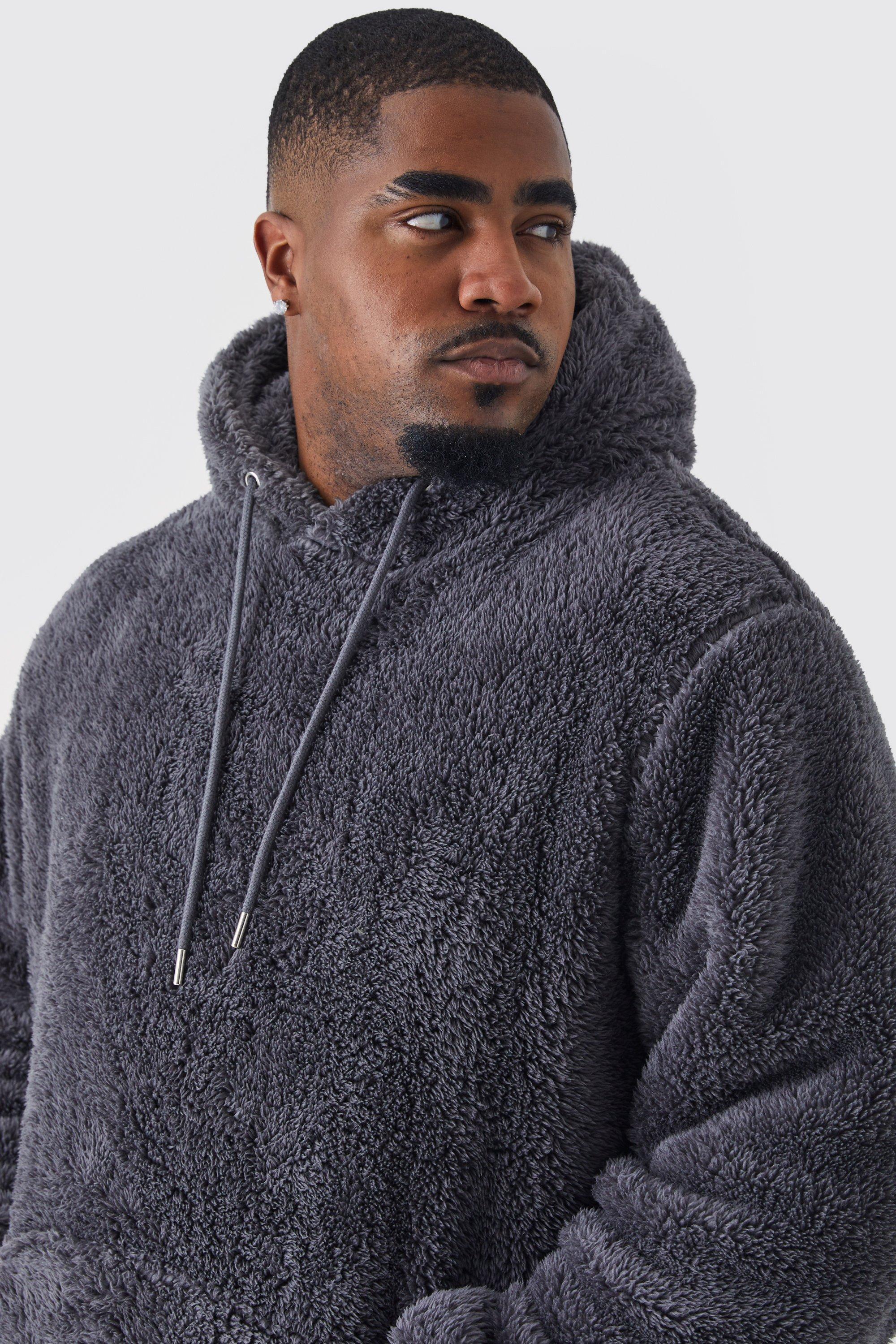 Borg fleece store hoodie mens