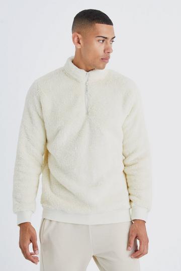 Borg Funnel Neck Sweatshirt ecru