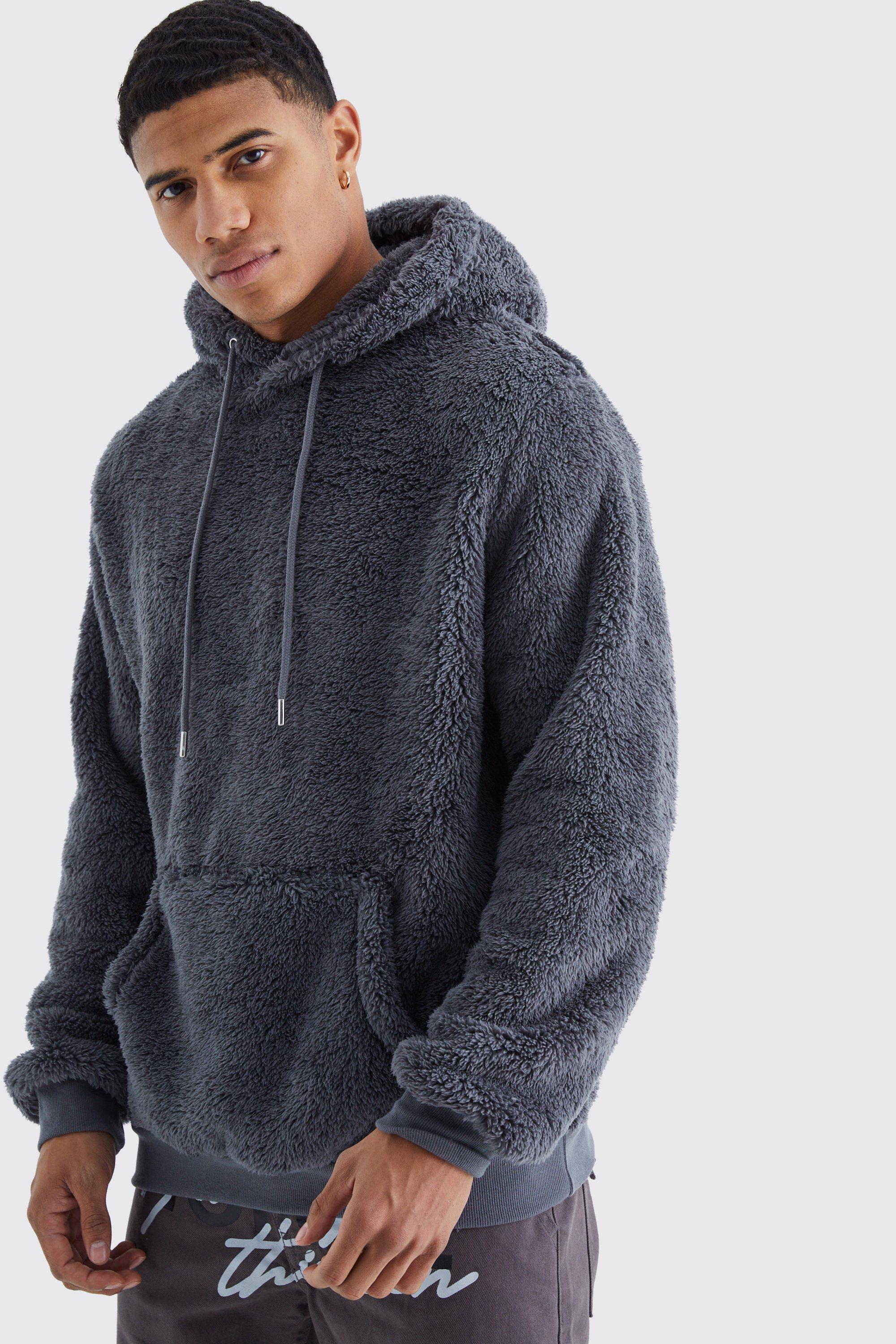 Borg fleece sale hoodie mens