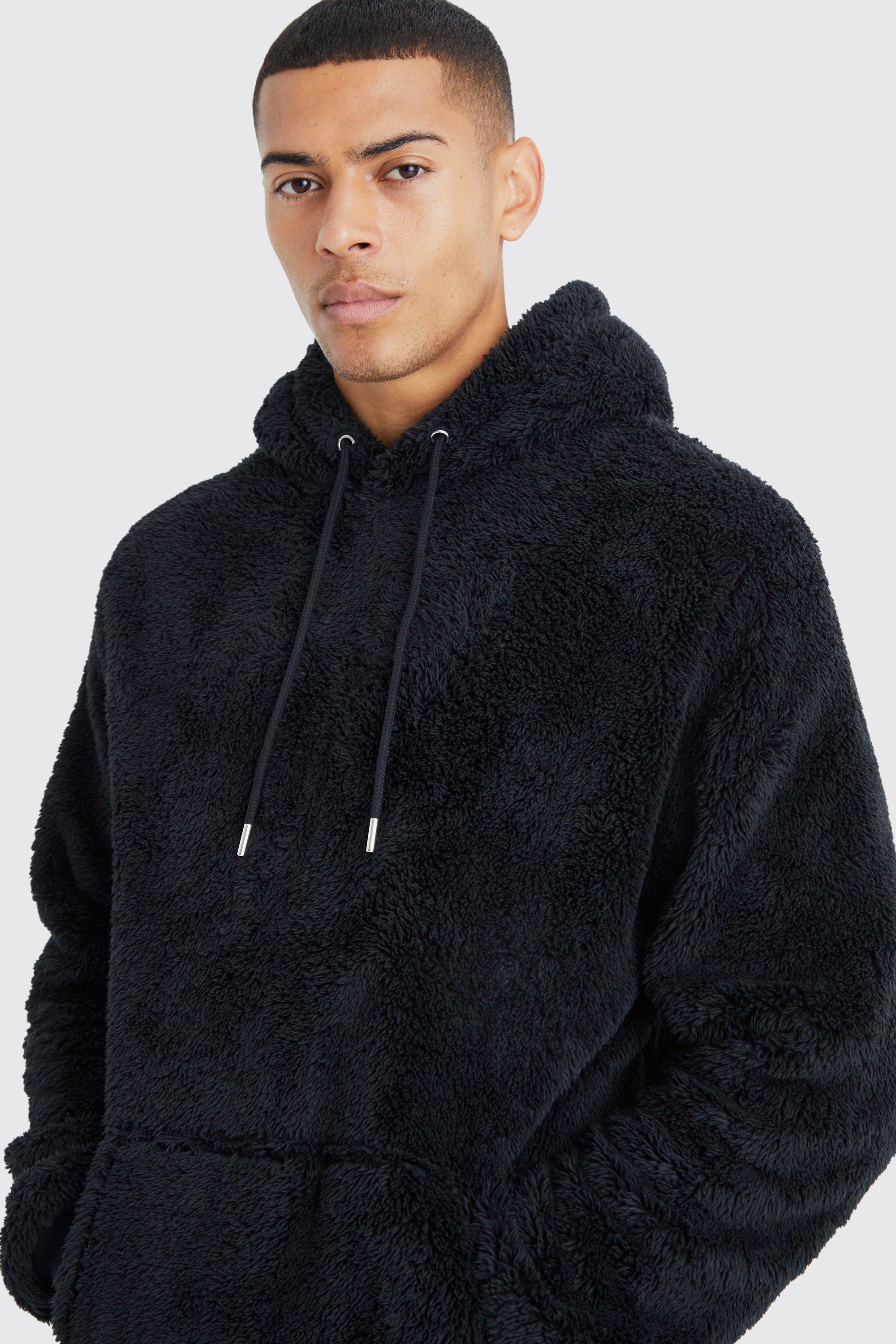 Mens black outlet sherpa hoodie