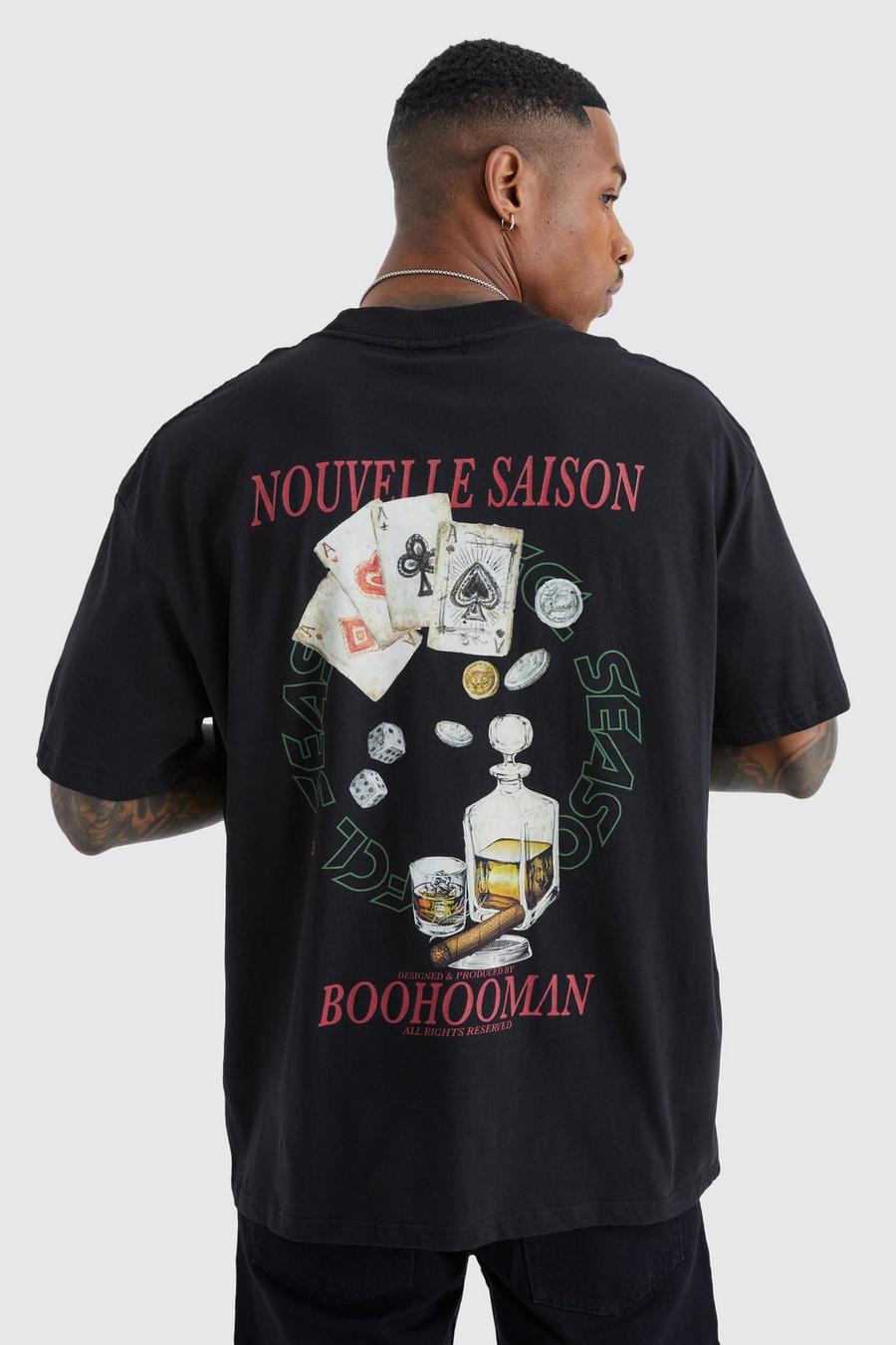 Camiseta oversize con estampado gráfico Nouvelle Saison, Black nero