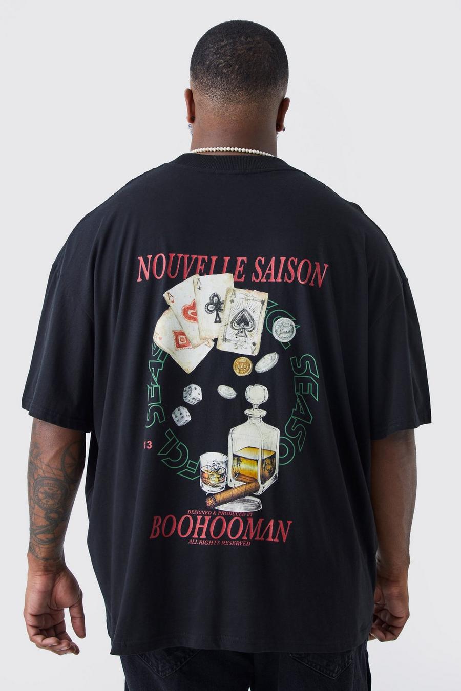 Black noir Plus Oversized Saison T-Shirt Met Print