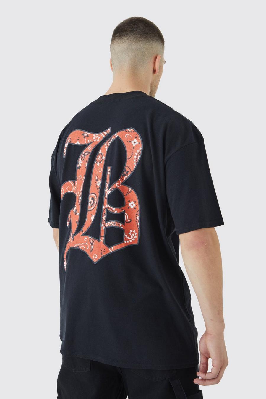 Tall Oversize T-Shirt mit Bandana B-Print, Black