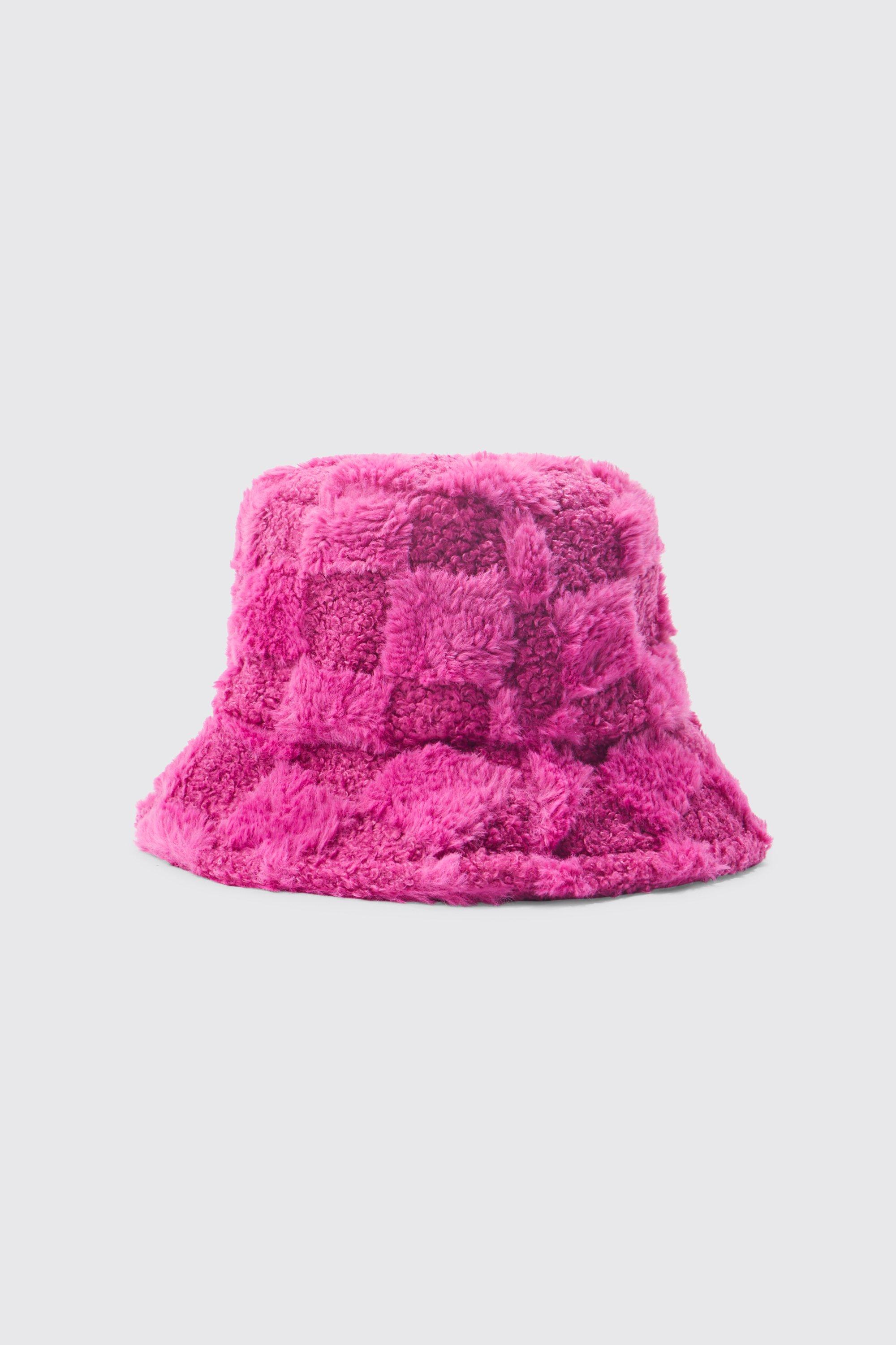 Shocking Pink Faux Fur Bucket Hat-festival Hat-floppy Hat-fur Hat