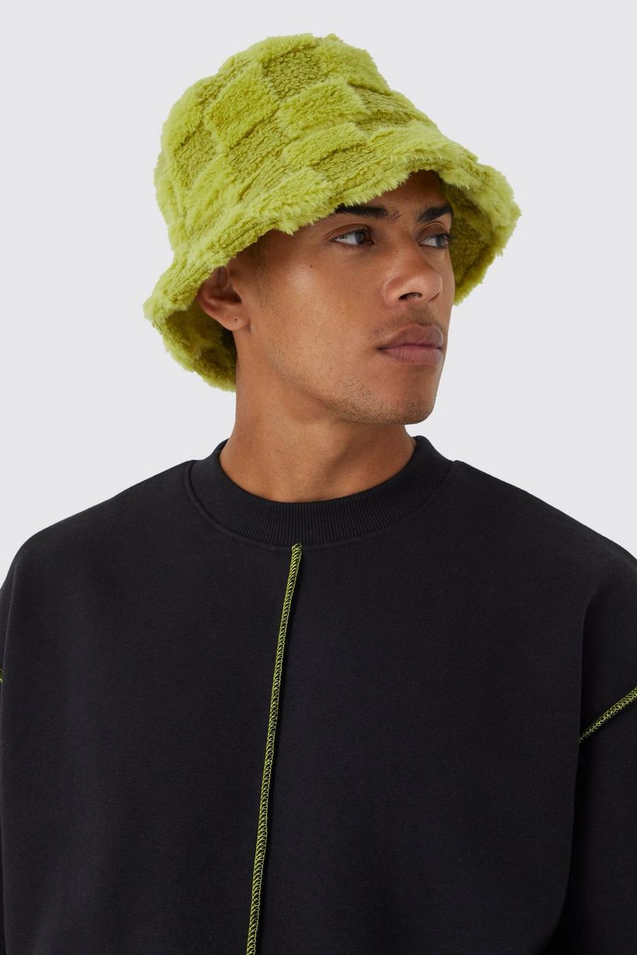 Lime verde Fluffy Checkerboard Bucket Hat image number 1