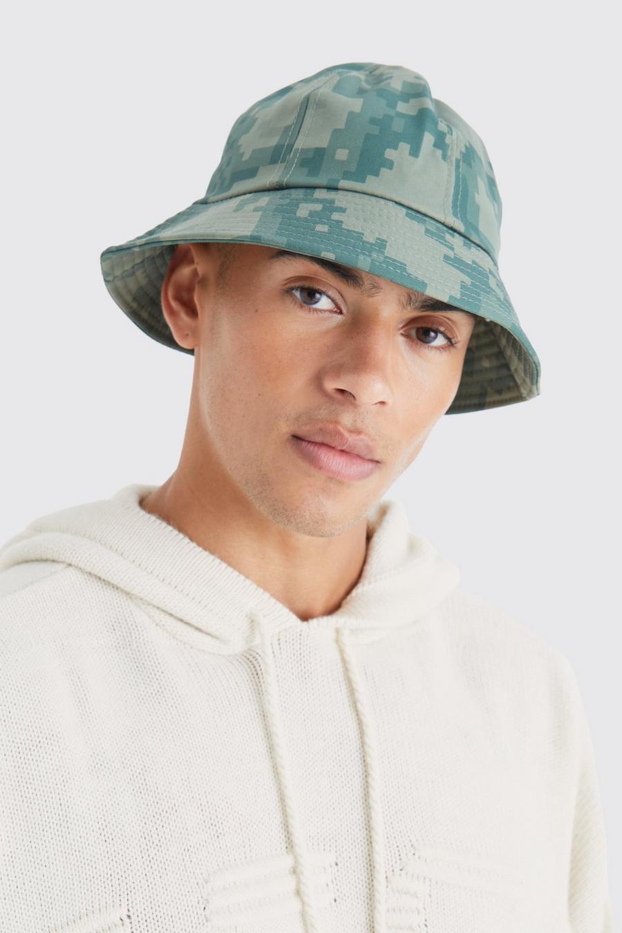 Cappello da pescatore in fantasia militare pixelata, Green