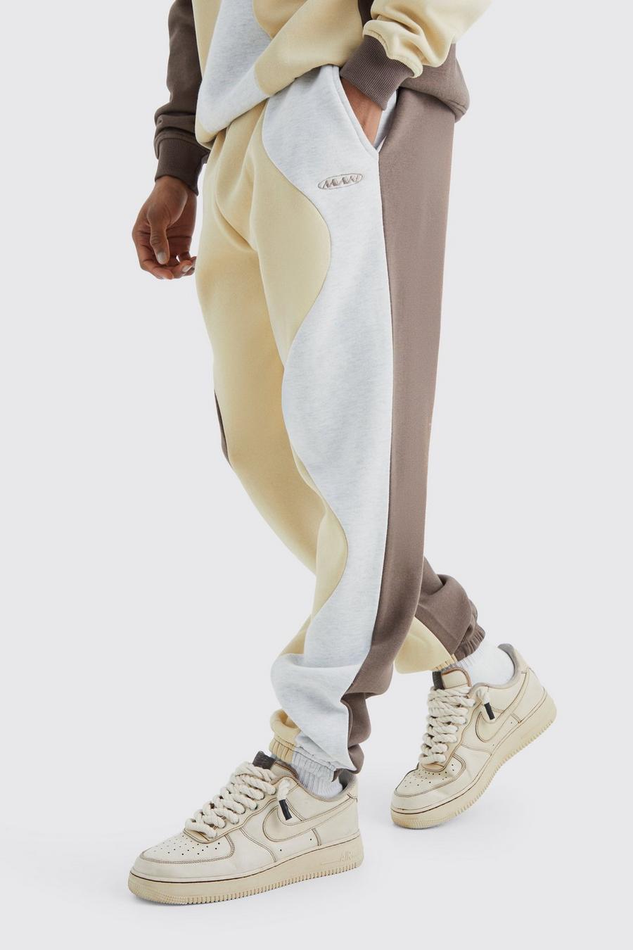 Pantaloni tuta Man Core Fit a blocchi di colore, Coffee image number 1
