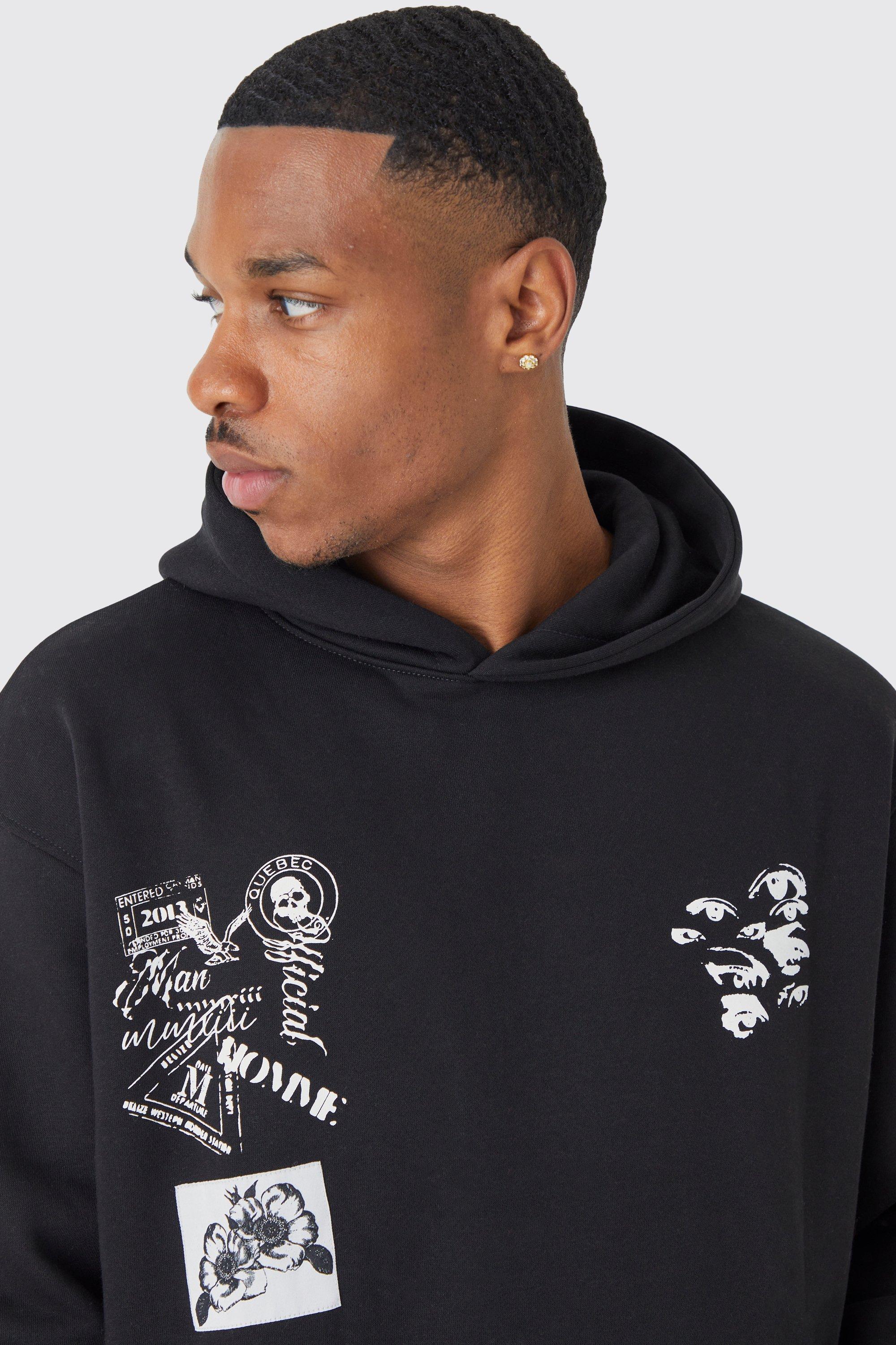 Oversized Multi Placement Graphic Hoodie