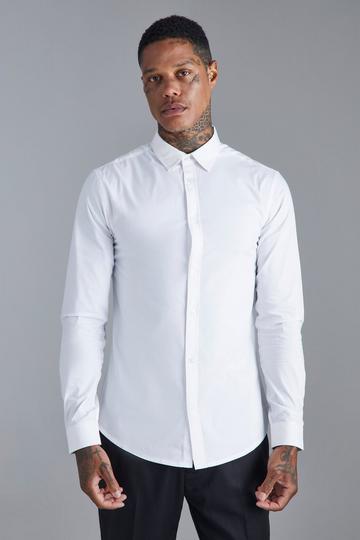 Long Sleeve Slim Shirt white