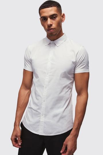 White Short Sleeve Muscle Shirt