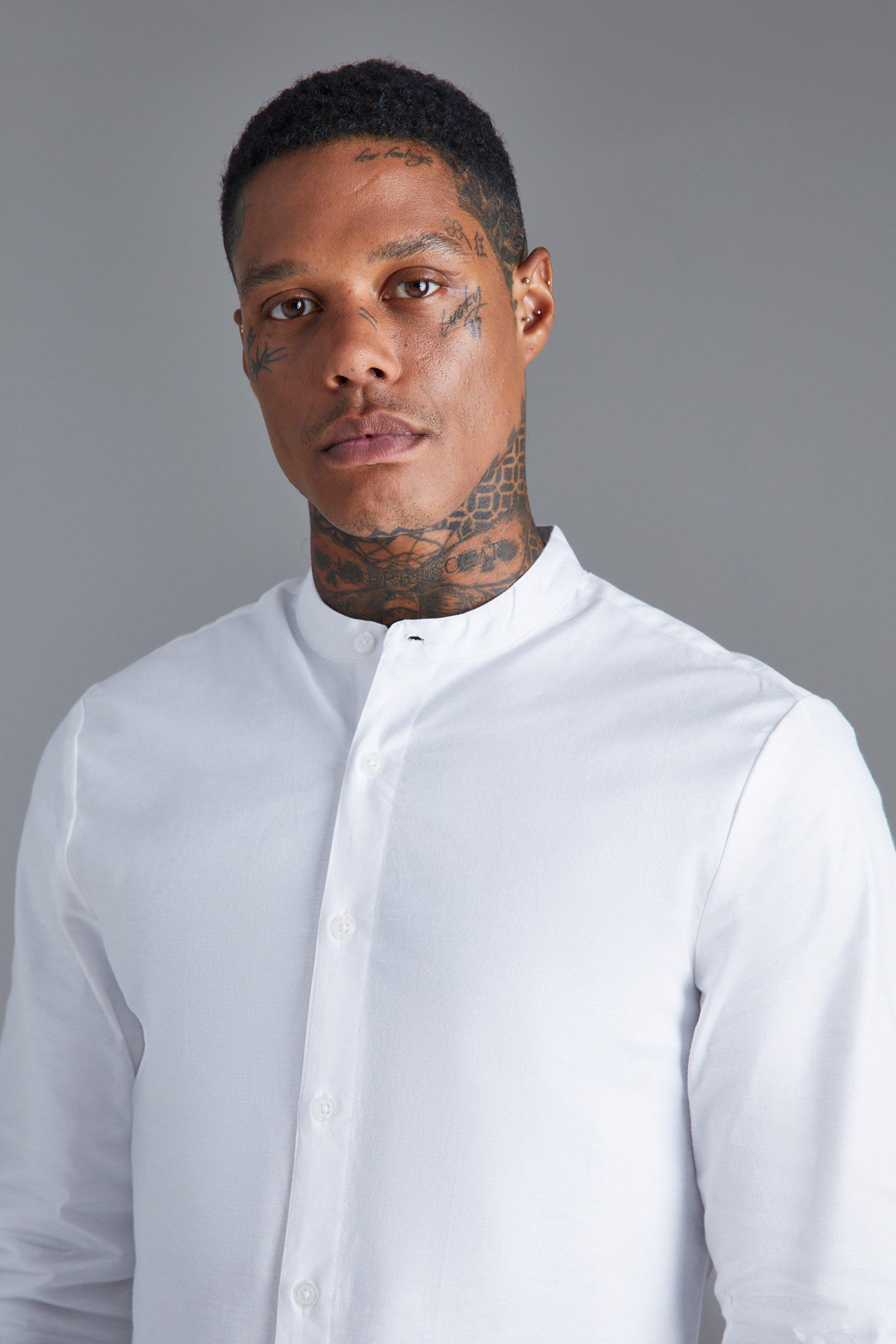 Buy Black Grandad Collar Shirt from Next Spain