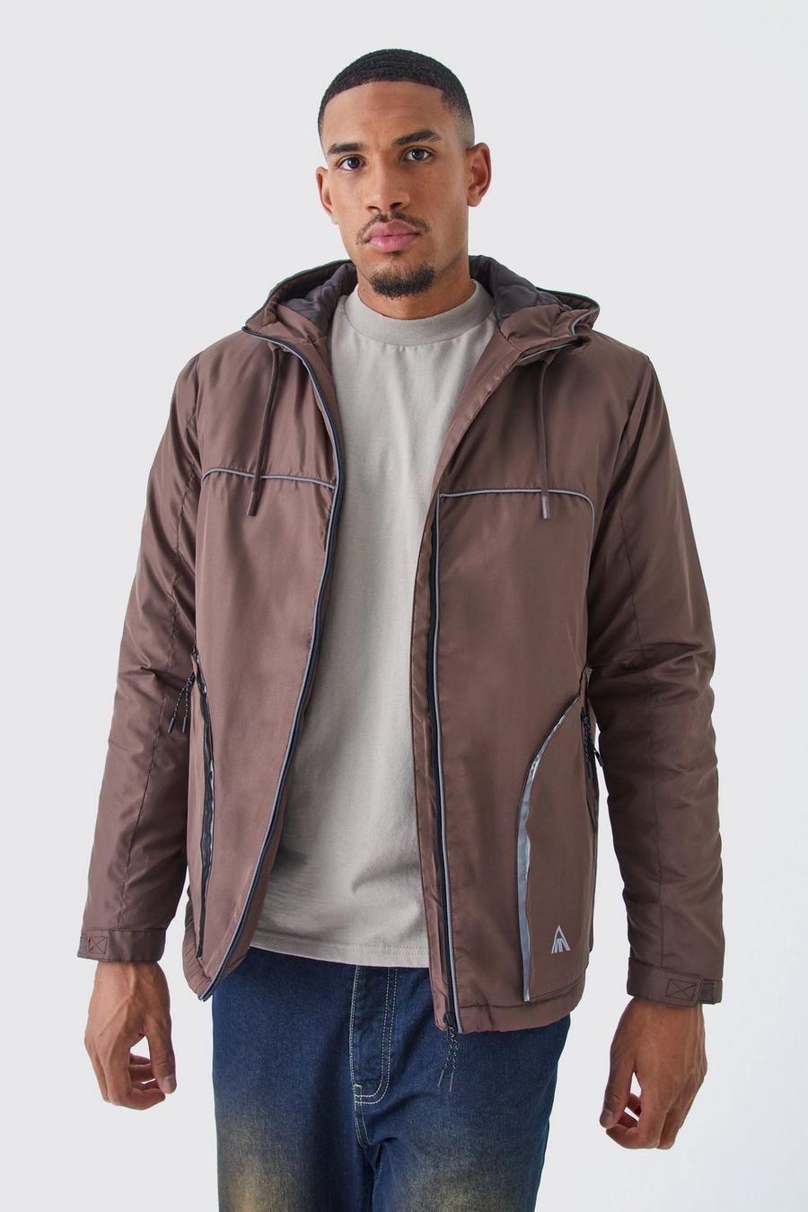 Chocolate Tall Relaxed Riptstop Jacket Knit With Reflective image number 1