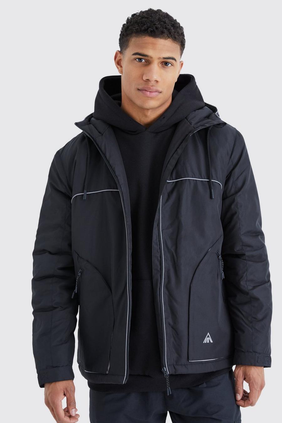 Black Relaxed Riptstop Jacket With Reflective