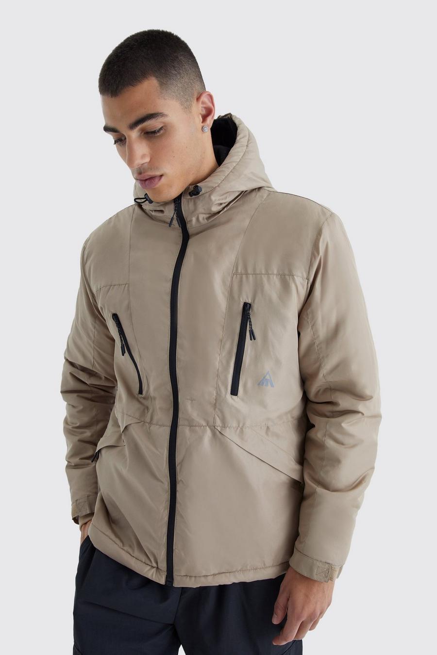Beige Relaxed Padded Water Resistant Jacket