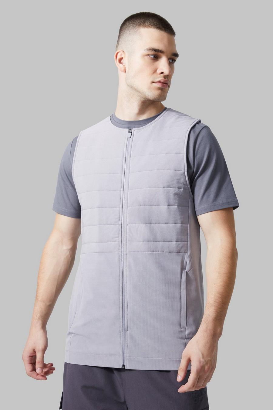 Light grey gris Tall Active Training Dept Quilted Body Warmer