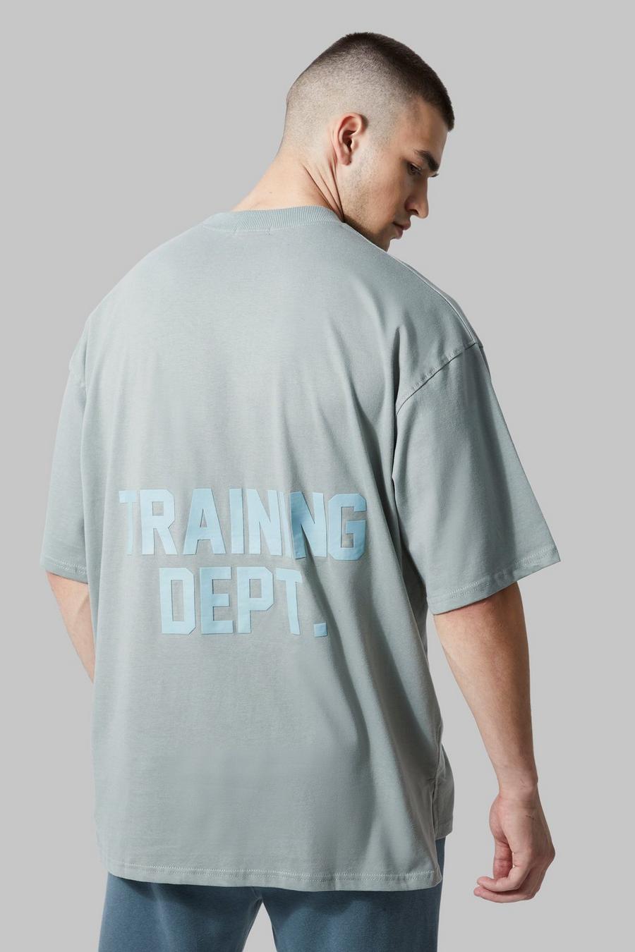 Tall Oversize T-Shirt mit Active Training Dept Print, Sage vert