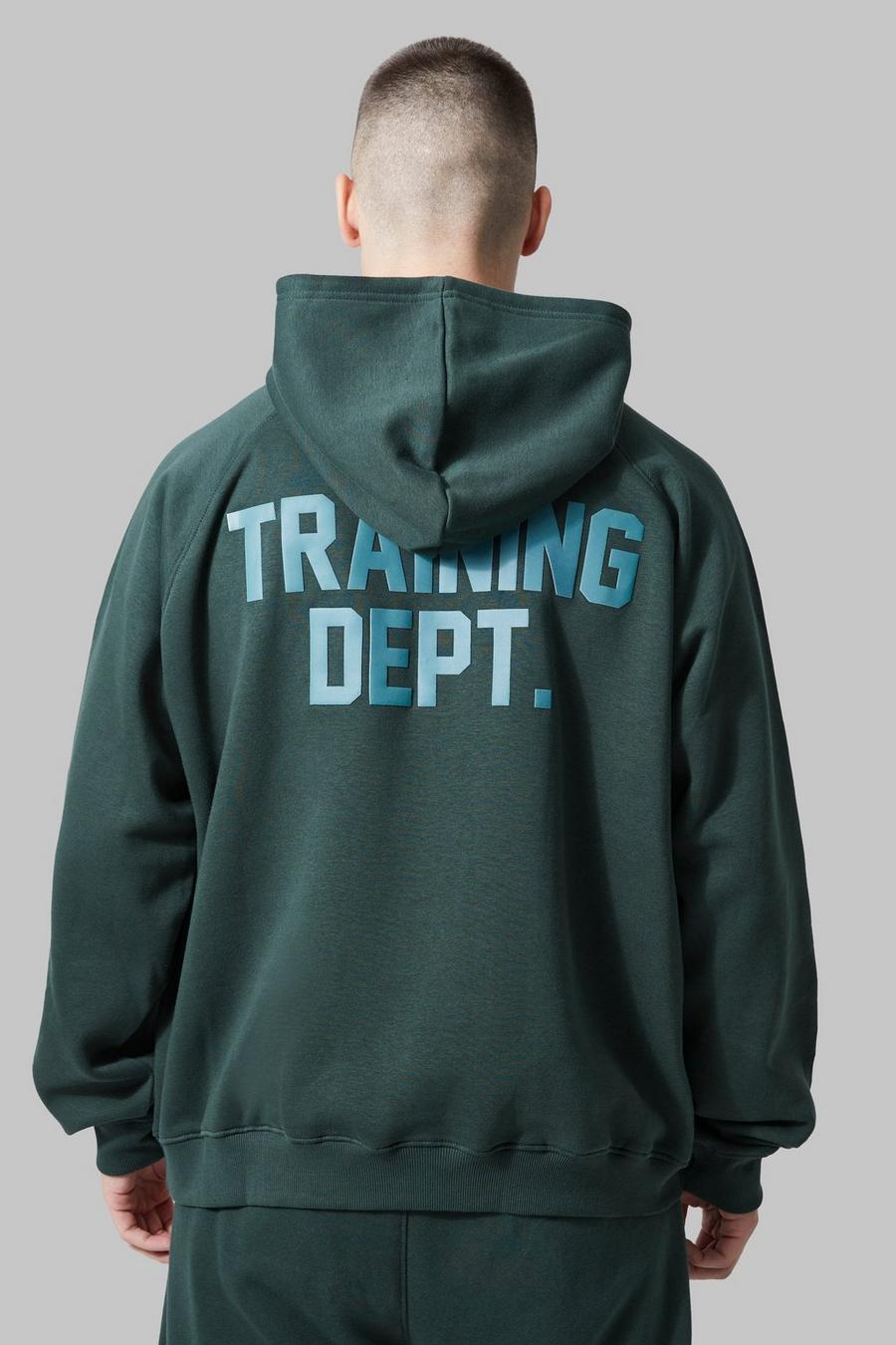 Dark green Tall Active Training Dept Oversize hoodie i boxig modell image number 1
