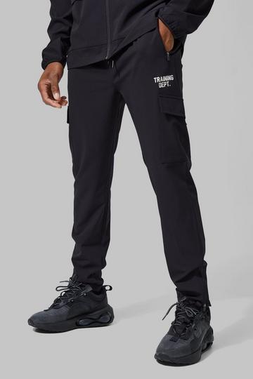 Black Active Training Dept Tapered Cargo Sweatpants