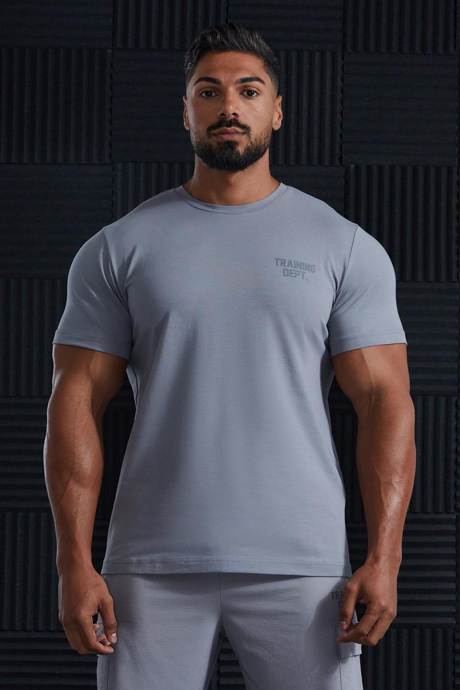 Light grey Active Training Dept Slim fit t-shirt