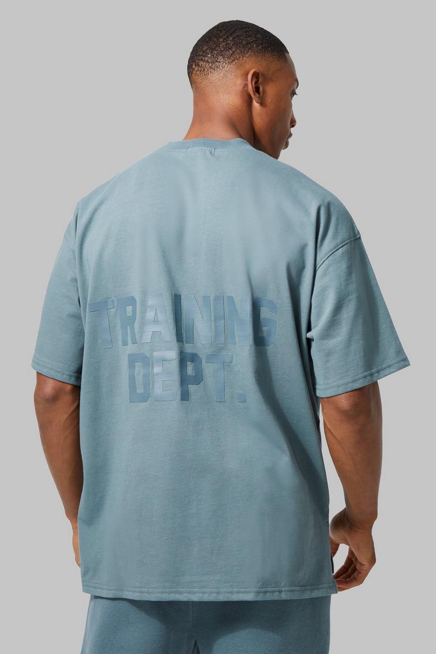 T-shirt de sport oversize à slogan Training Dept, Slate blue image number 1