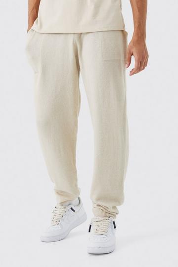 Brushed Relaxed Knitted Joggers stone