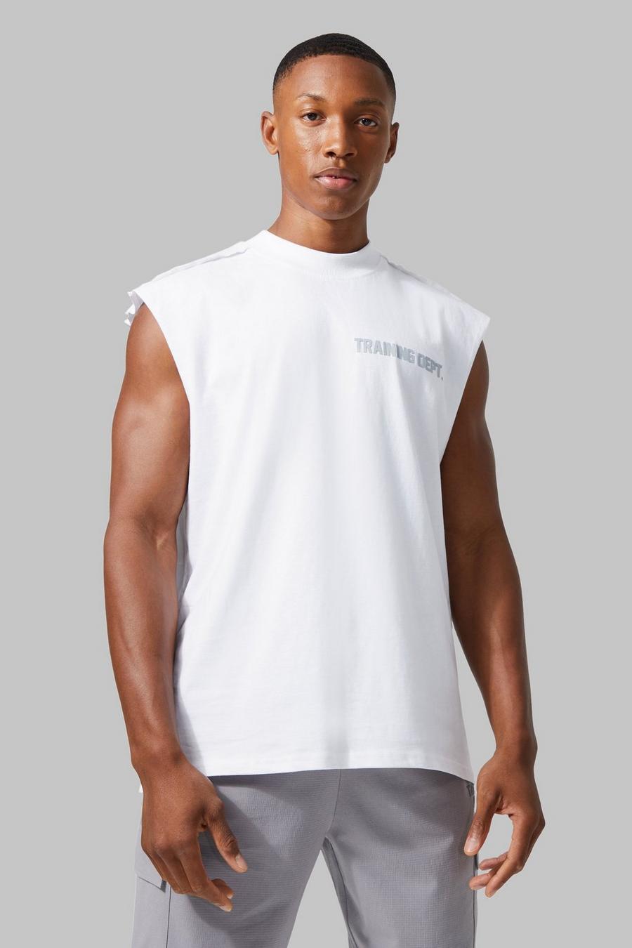 Camiseta sin mangas Active oversize con estampado Training Dept, White image number 1