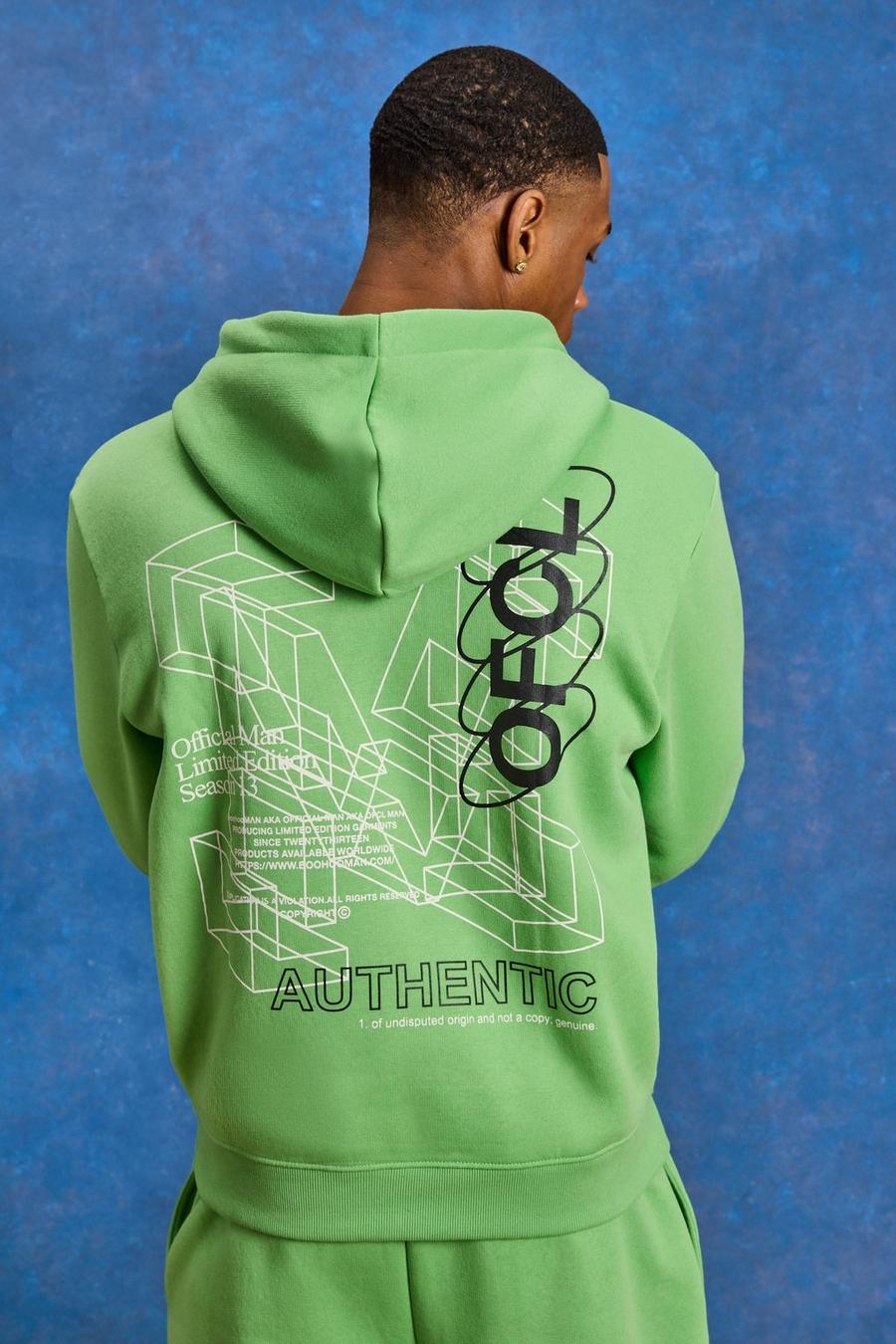 Green Oversized Boxy Ofcl Graphic Hoodie image number 1