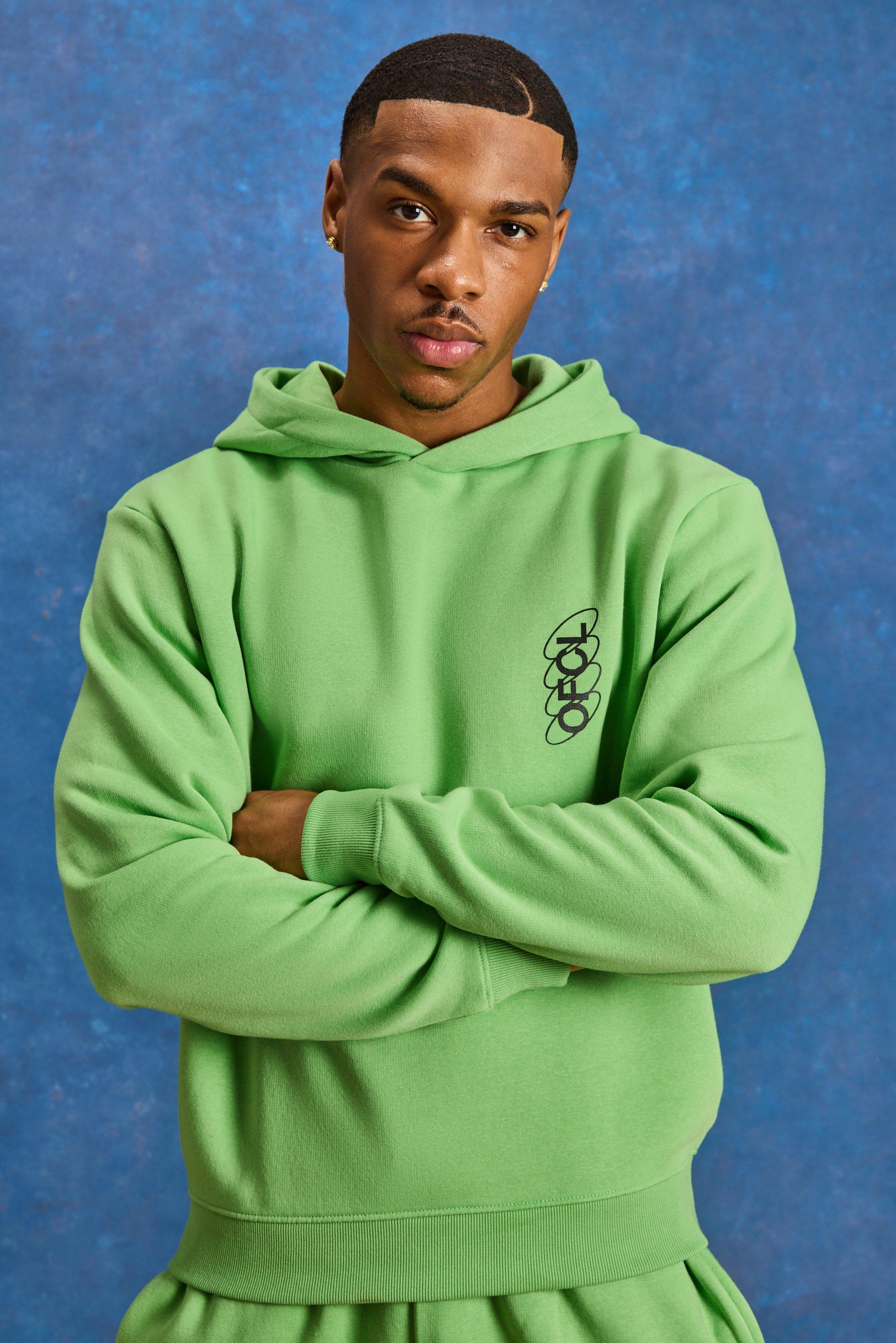 Lime green graphic hoodie sale