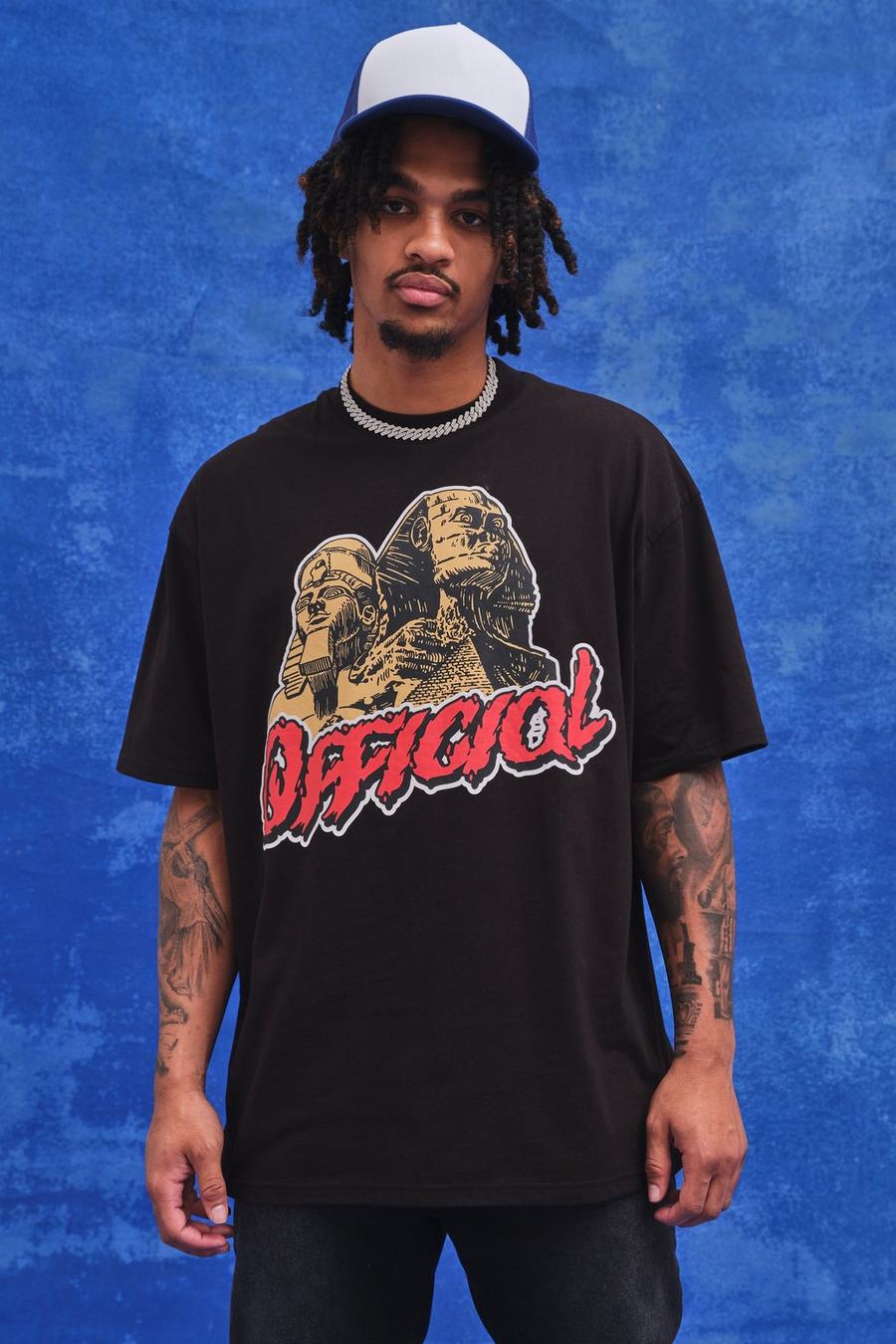 Black Oversized Heavyweight Official Graphic T-shirt image number 1