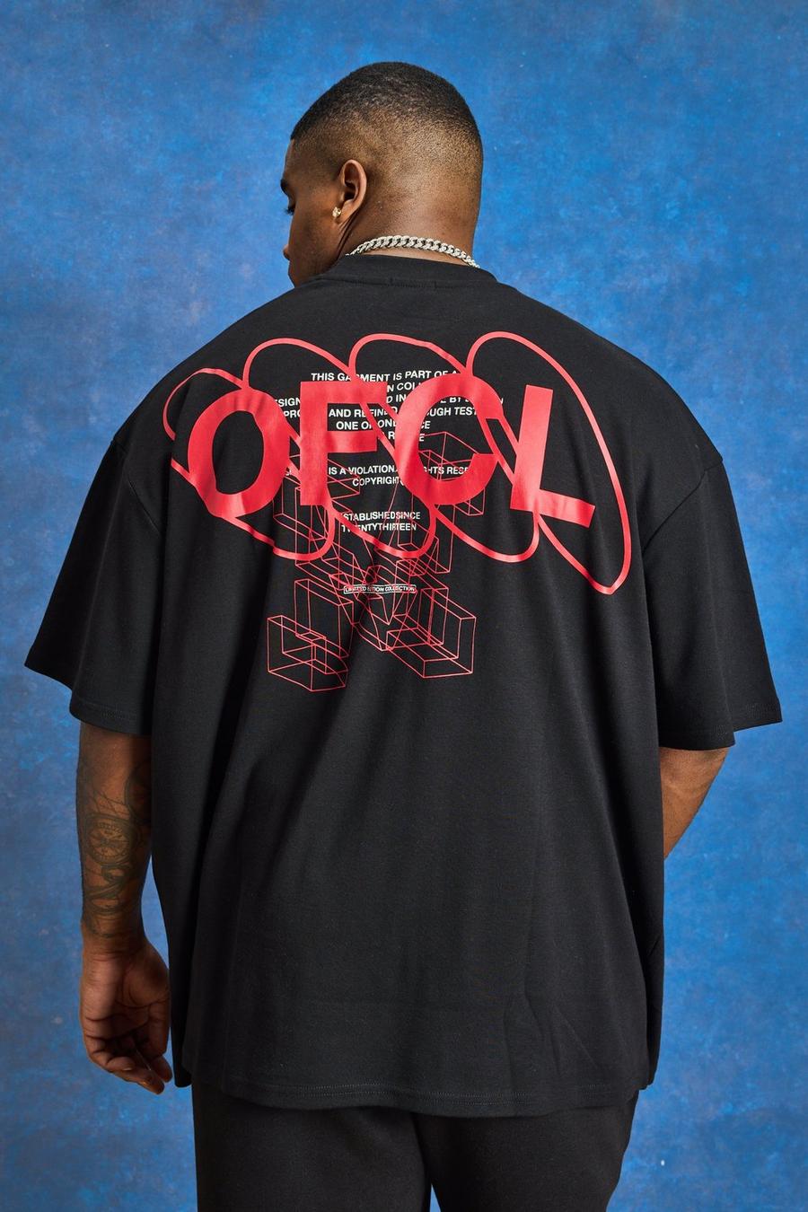 Black Plus Oversized Ofcl Text Back Graphic T-shirt