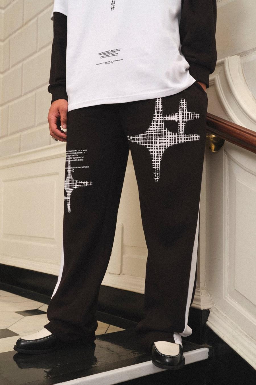 Black Relaxed Fit Gusset Star Jogger image number 1